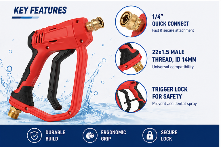 High Pressure Washer Spray Gun Red