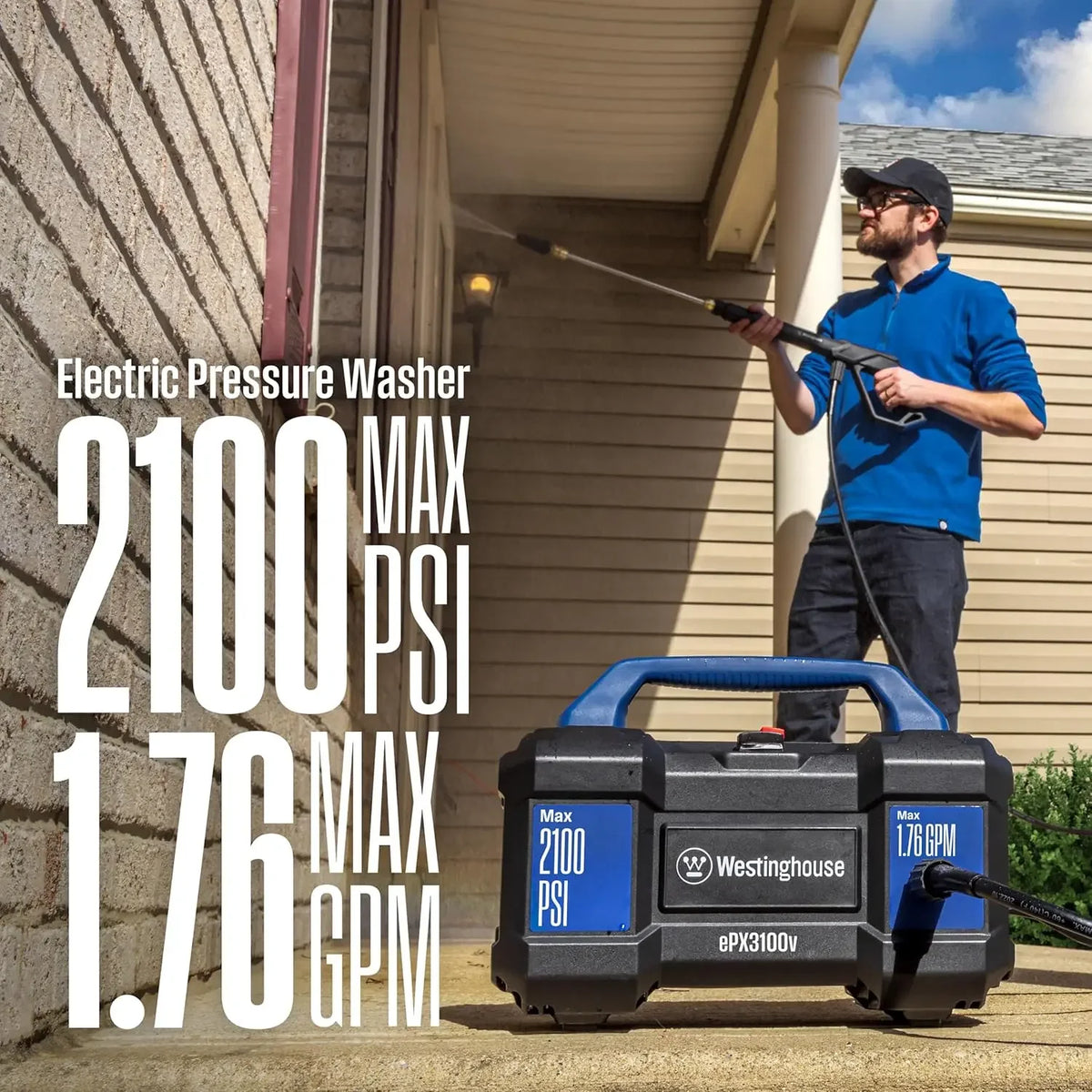 Electric Pressure Washer 2100 Max PSI with Foam Cannon, 1.76 GPM