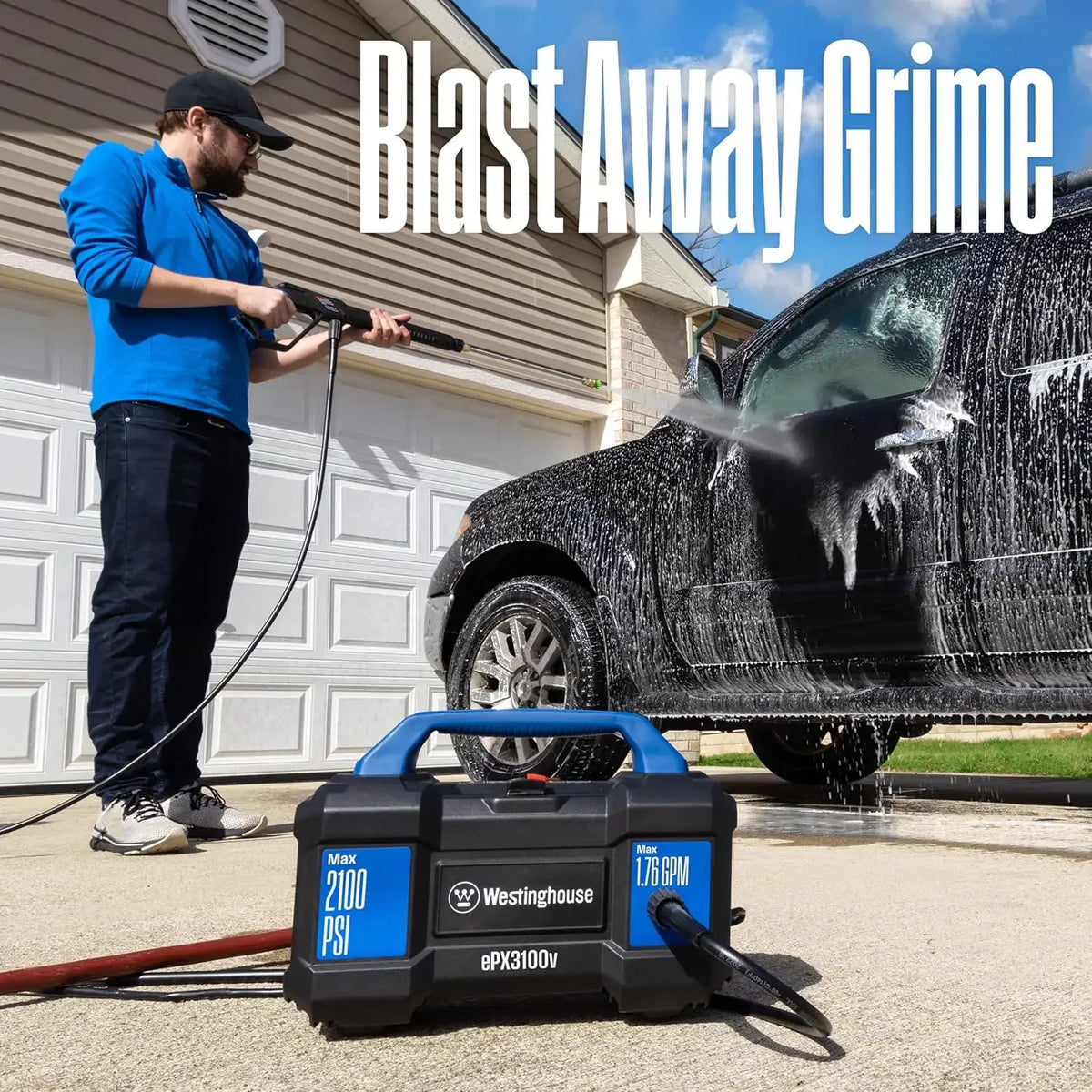 Electric Pressure Washer 2100 Max PSI with Foam Cannon, 1.76 GPM